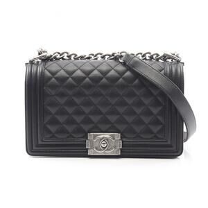 CHANEL Boy Chanel Shoulder Bag in Grained Calfskin Caviar, Black, Women's, A6...